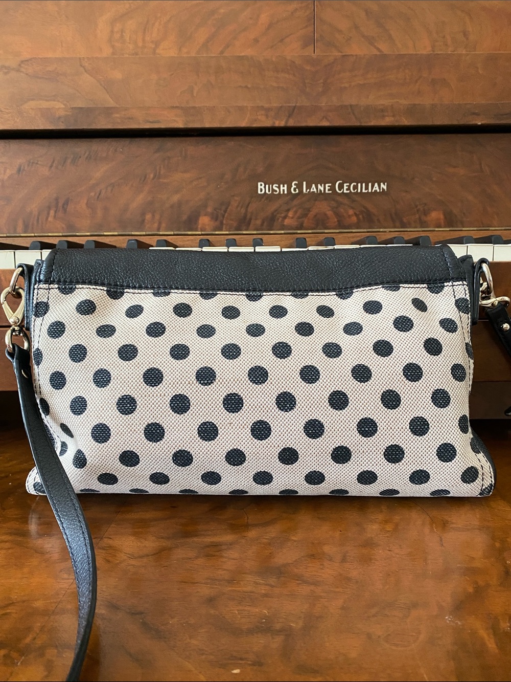 kate spade Black Leather & Cream Polka Dot Crossbody - Picture 3 of 15